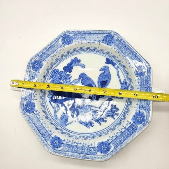 VTG Chinese Export Ware Blue Birds on Branch Warming Dish Entertaining Dinner - Picture 11 of 11